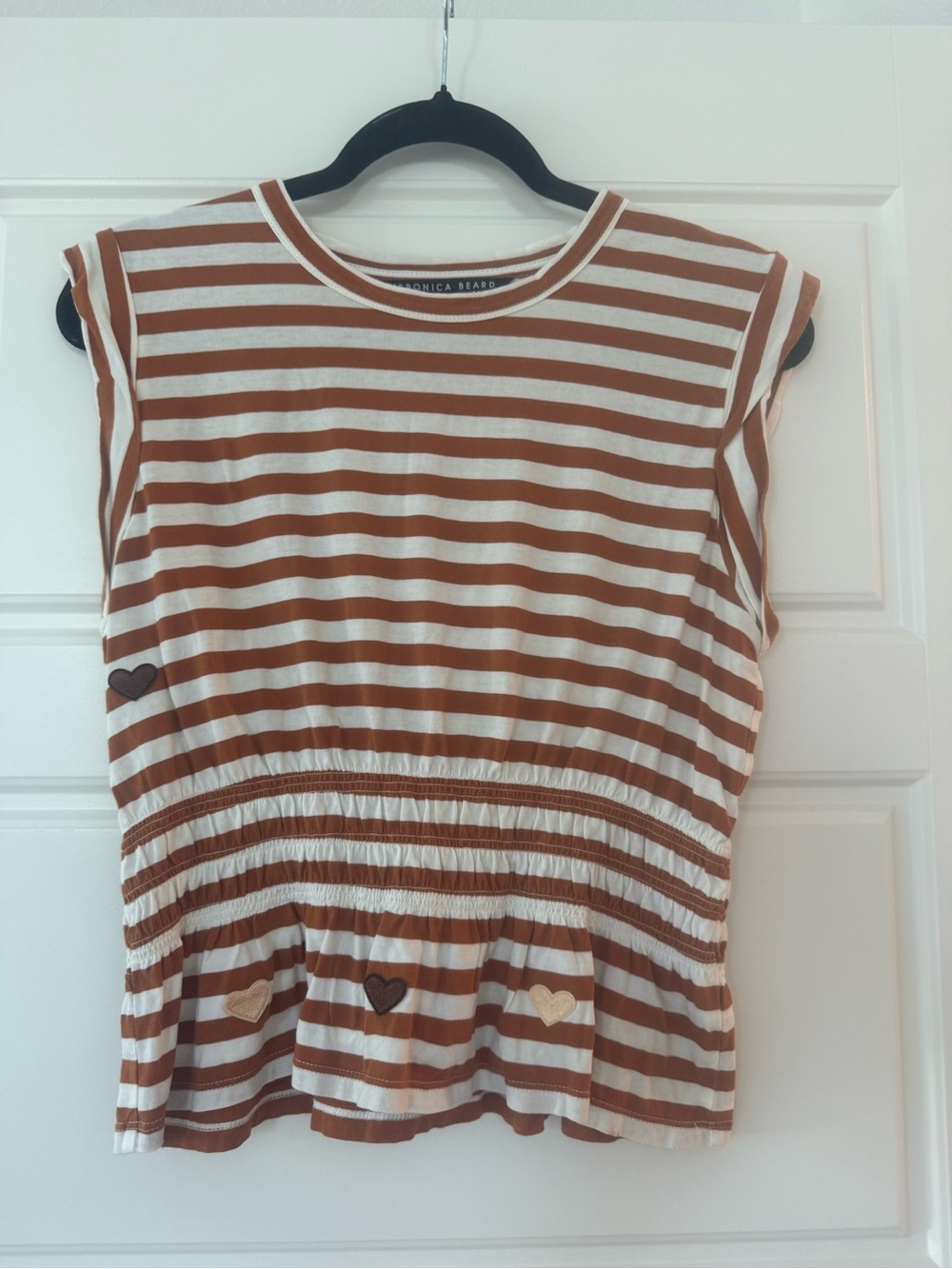 Veronica Beard Striped Peplum Tank Top